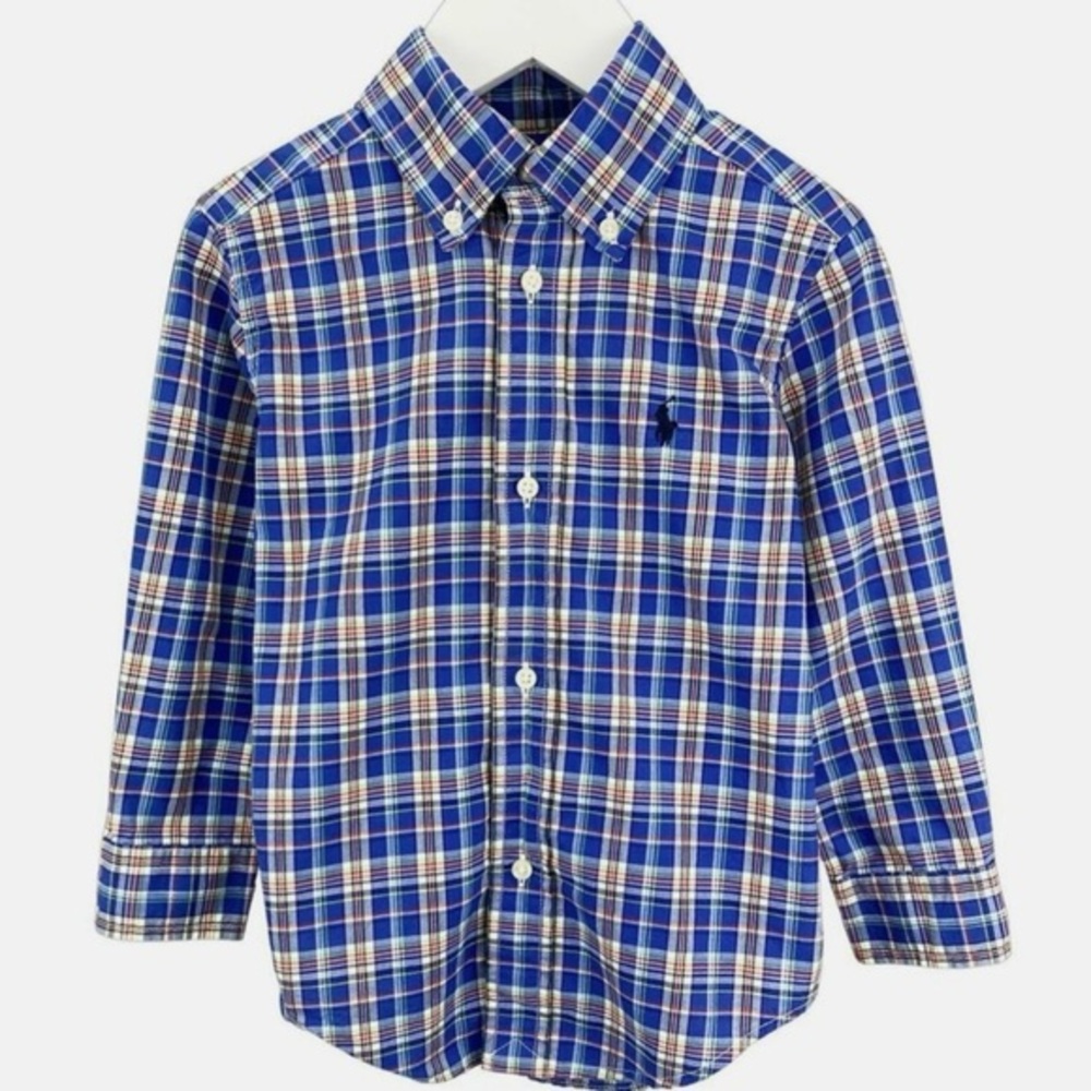 RALPH LAUREN 🐎 Boys Blue Plaid button down - Size 2T - Picture 1 of 6